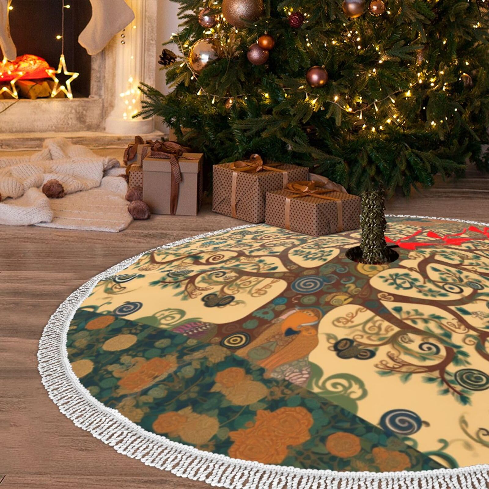 Gonna per albero di Natale con nappa, 76,2 cm, motivo cuori
