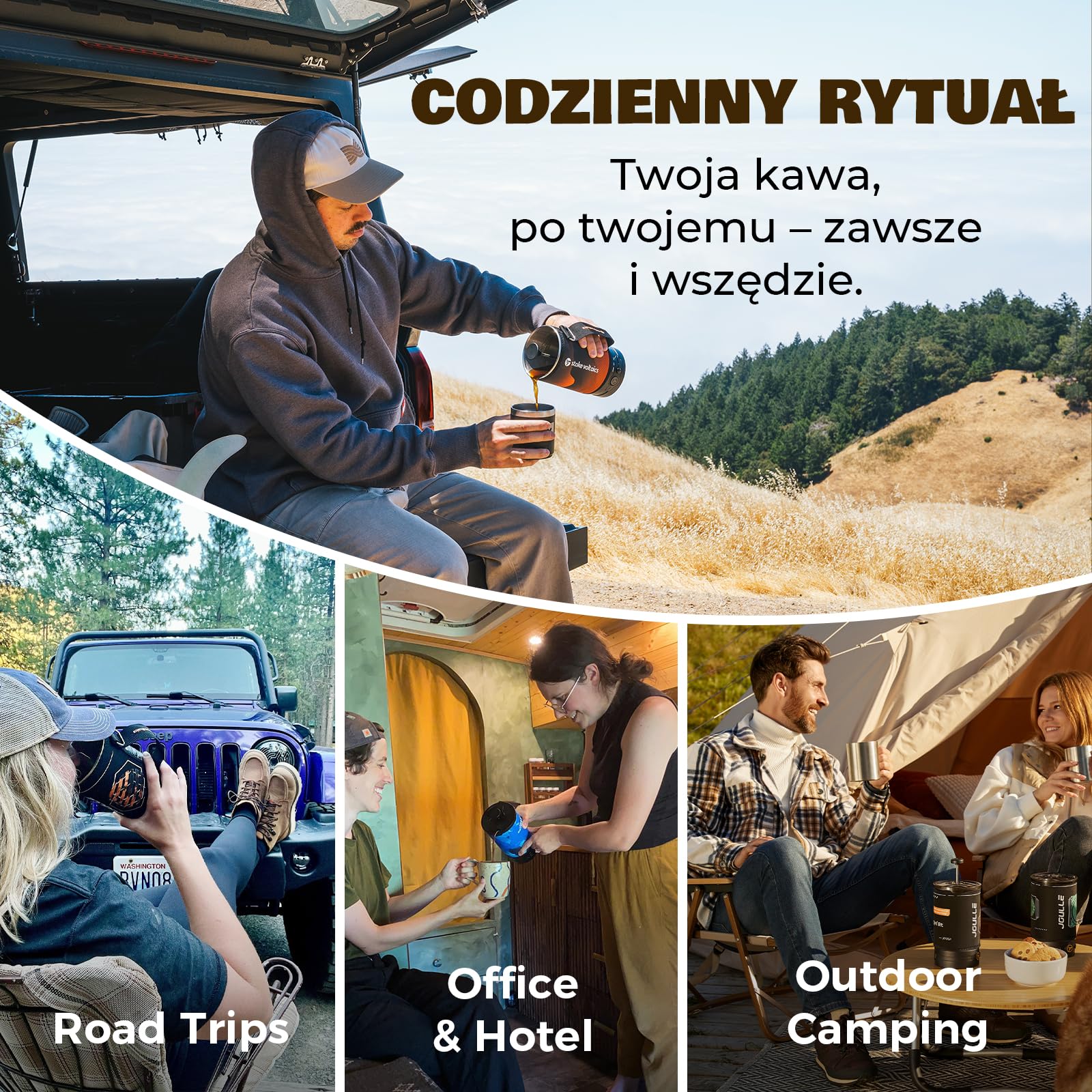 Elektryczny ekspres do kawy French Press, 240V czajnik i zaparzacz 2 w 1, przenośny design do podróży i biwaku, gotowy napar w 6 minut