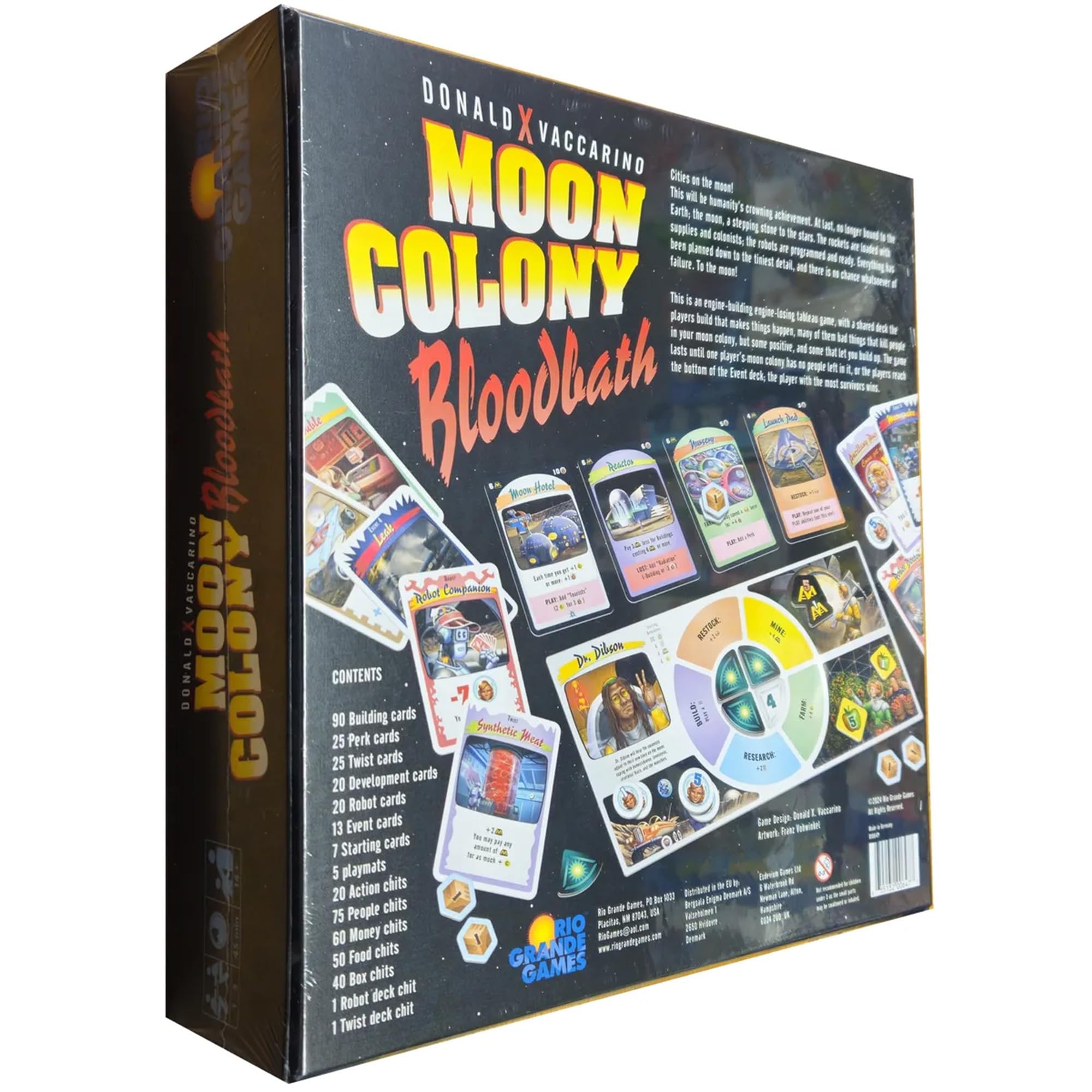 Rio Grande Games: Moon Colony Bloodbath – Strategie-Kartenspiel, Überleben im Weltraum, Motorenbau, Losing Tableau-Spiel, ab 14 Jahren, 1–5 Spieler