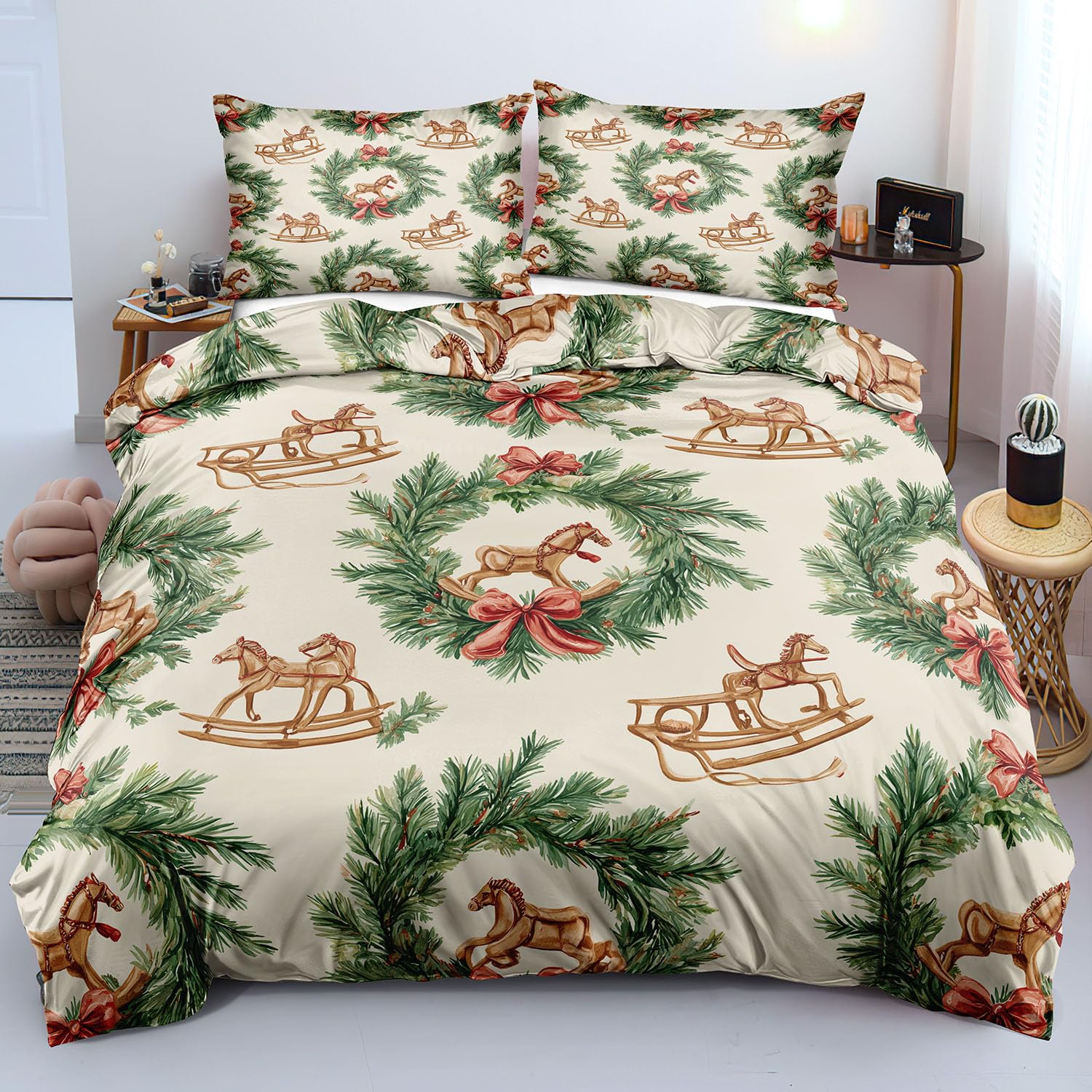 Parure de lit Noël 260x240 microfibre douce et thermorégulatrice pour l'hiver