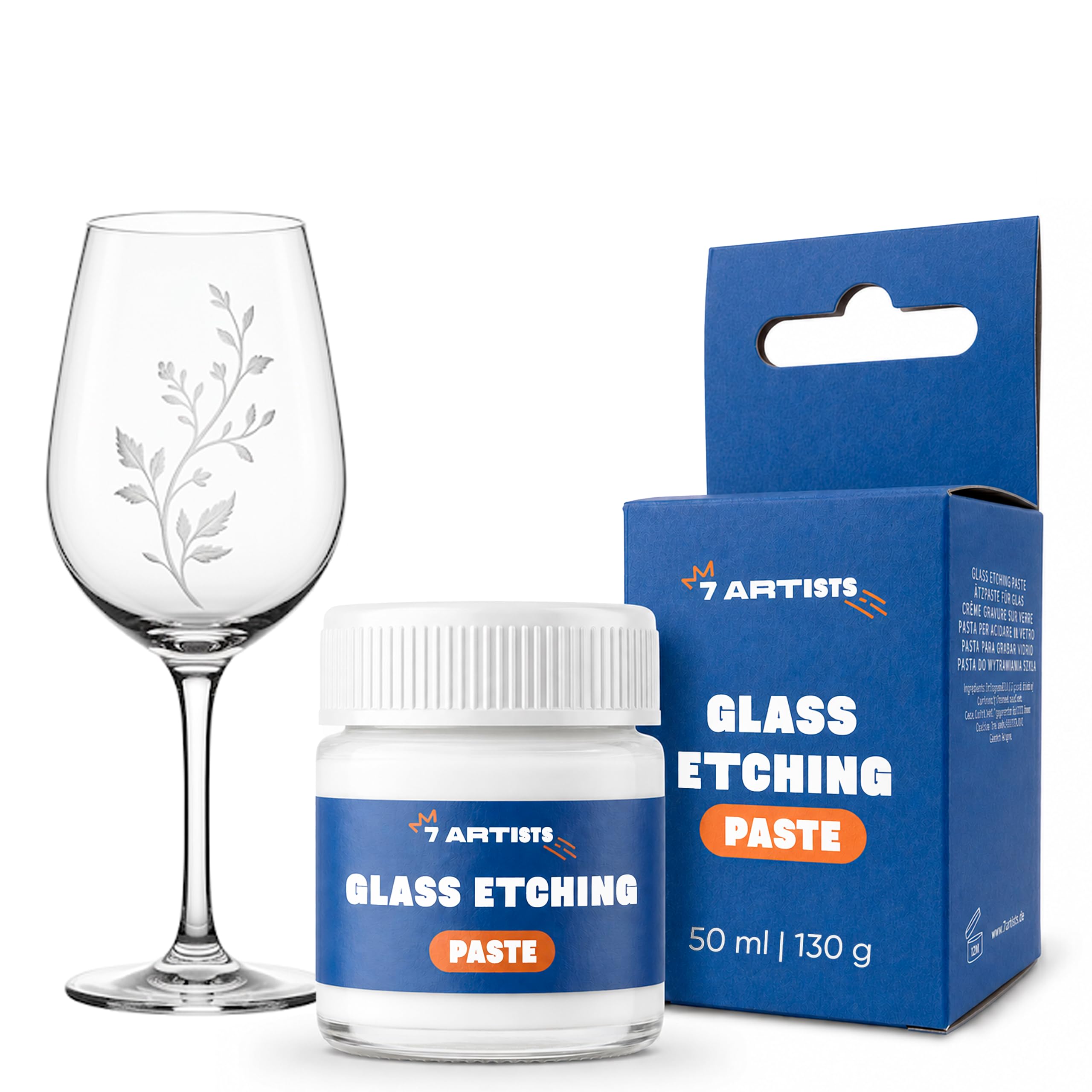 Crema Acido para Grabar Vidrio 50 ml (130 g) – Pasta para Grabar Cristal con Efecto Esmerilado Permanente para Vasos, Copas, Botellas y Jarrones | Glass Etching Cream para Decorar Vidrio