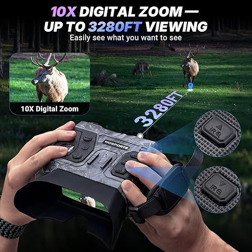 Miniatura 5 de WOSPORTS 4K Night Vision Goggles with 36MP Photo, 1300FT Range, Built-in Flashlight & Compass, 5000mAh Battery, Supports 256GB SD, for Security,