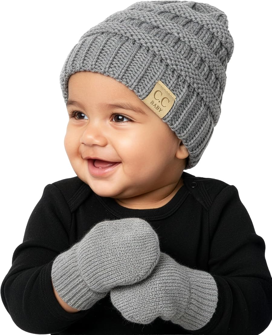 The Cradle Combo — Baby Ribbed Beanie & Mittens Set, 0–9 Months