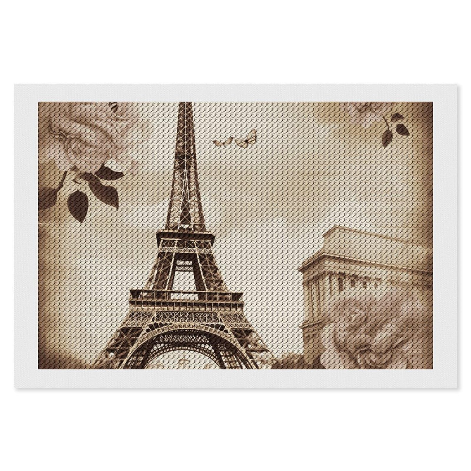 Diamond Painting Kits for Adults - DIY Diamond Art Kits for Beginners - Full 5D Paint Drill Diamond Dots Paintings- Vintage Paris Eiffel Tower Butterfly Diamonds Pictures Gem Art And Craft Wall Decor