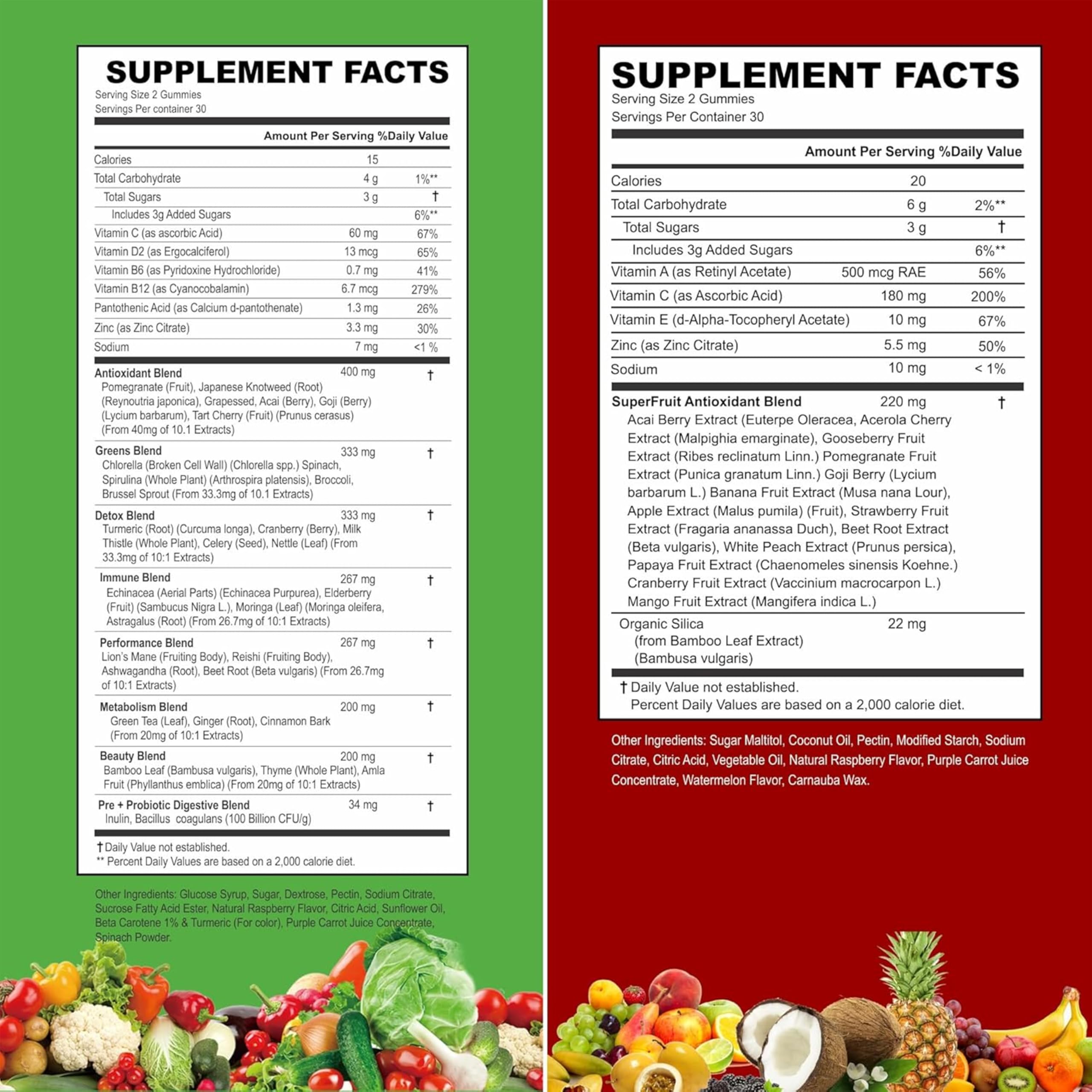 VITINITY Fruit and Veggies Supplement Gummies – Greens Gummies with Real Fruits & Vegetables – Vegan Fruit Gummies & Super Greens Gummies for Adults & Kids, 60 Count (30 Day Supply) — Amazon image 6