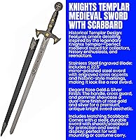 Vista 2 de SZCO Supplies Caballeros Templarios Espada de Oro Rosa Espada Medieval