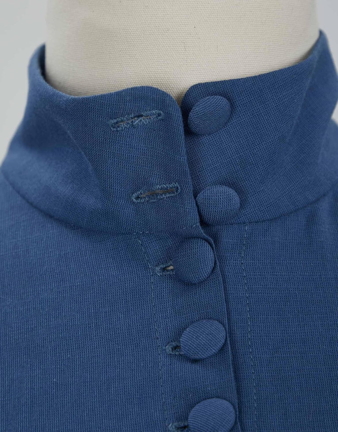 miccostumes Medieval Renaissance Dress Princess Cosplay Costume Blue Ruffles High Neckline Dress - Image 4