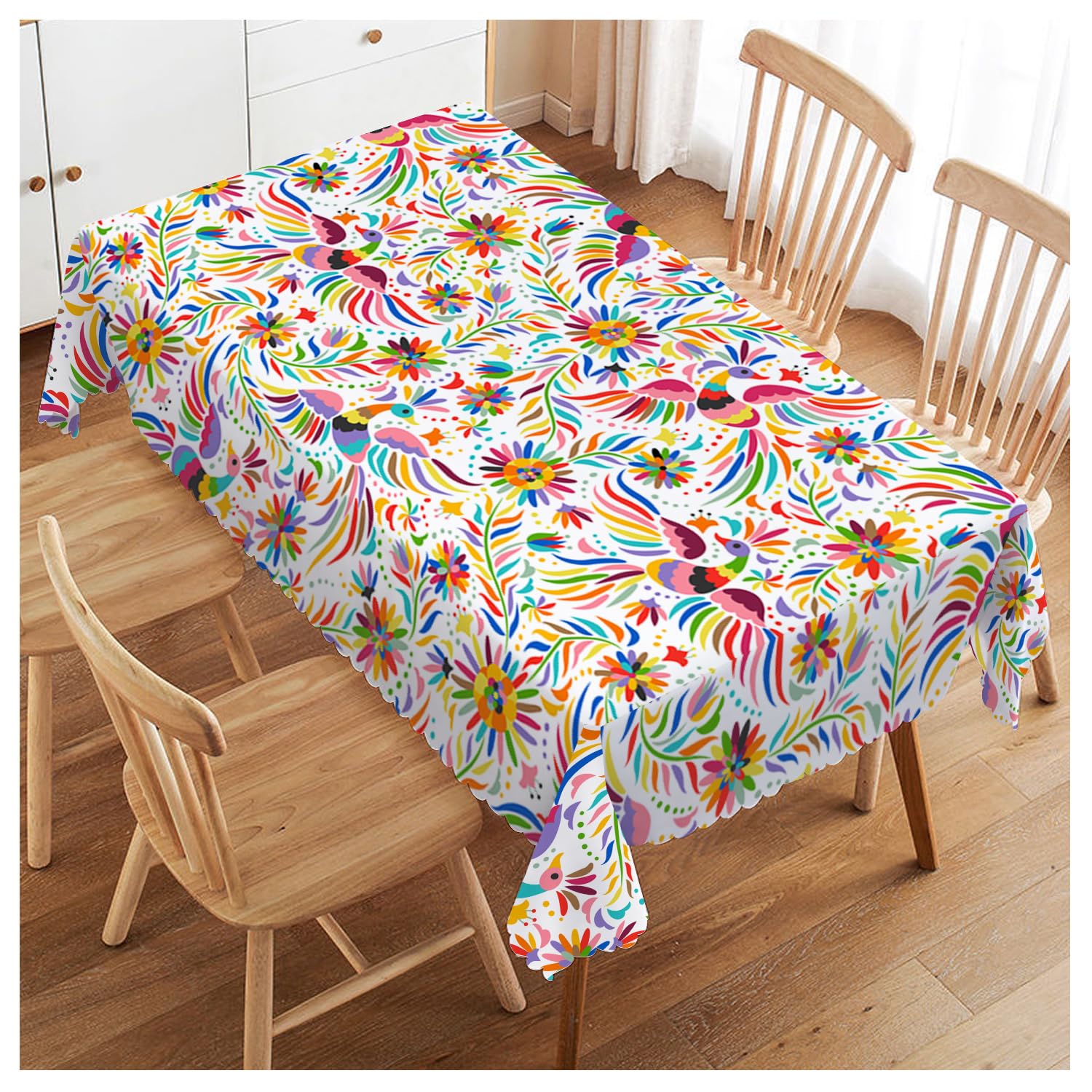 Walmsco Tablecloth Colorful Bird Print Decor For Dining Room Kitchen Rectangular Table Cover 132 * 178cm
