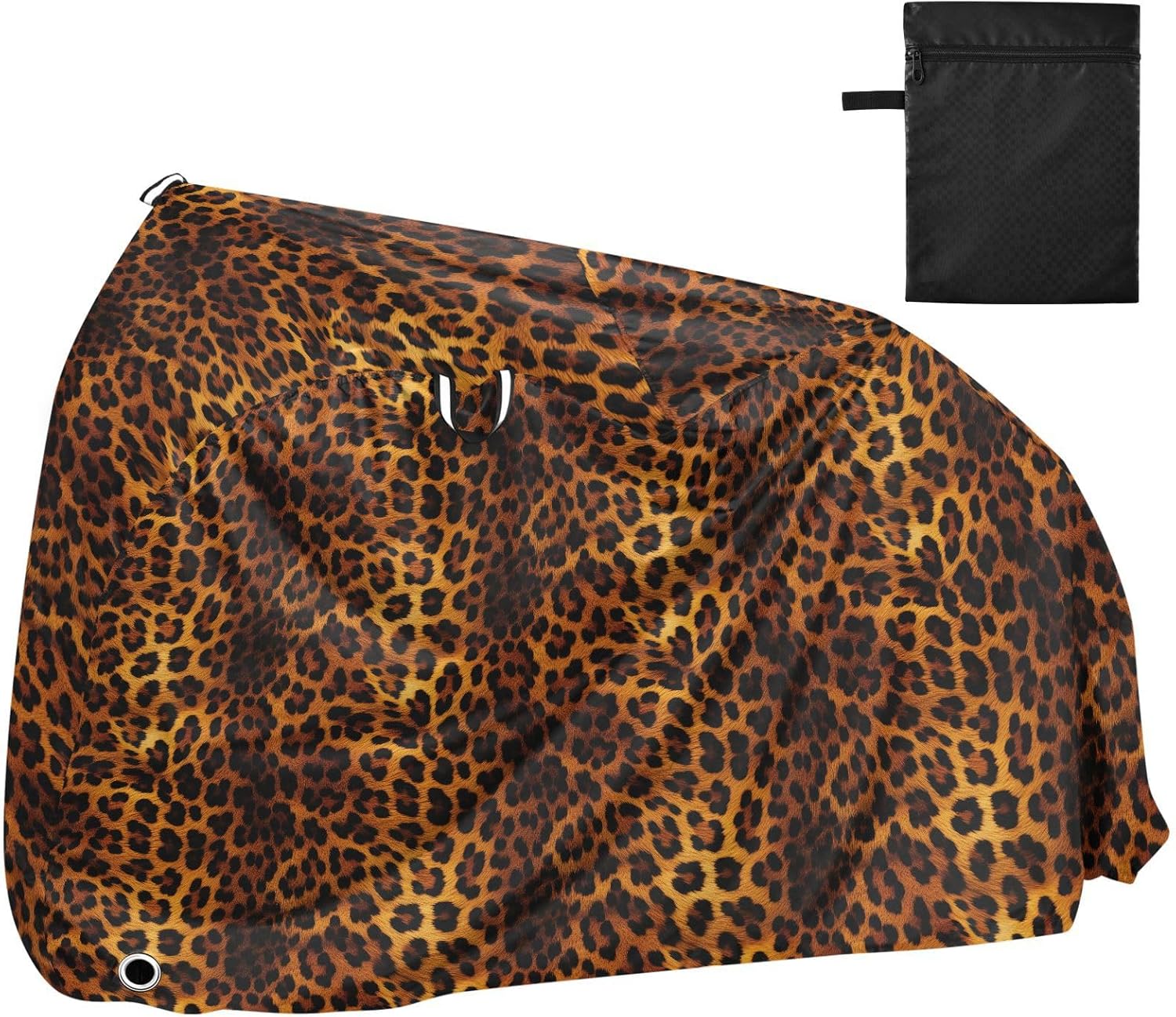 ALAZA Brown Leopard Cheetah Print Bike Cover Waterproof Outdoor Ebike Bicycle Covers Tarp Protection for 1/2 Bikes, Sun UV Dust Wind Proof