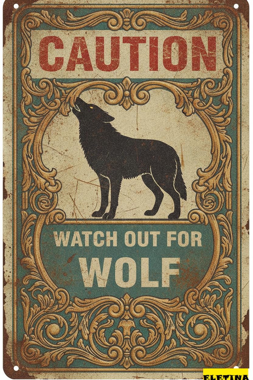 Tin Sign for Man Cave Caution Watch Out Wolf You Have Been Warned Aluminum Metal Tin S Door Warning Zoo Fence Gate Yard Home Wall Decor 8x12 Inch Private Property Decorative