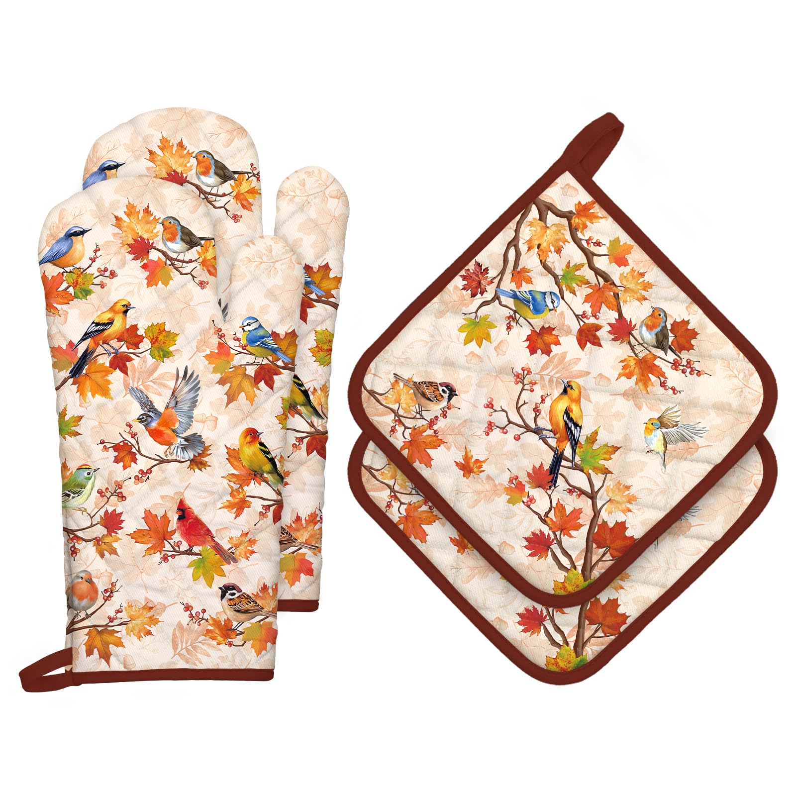 Arquiel Fall Bird Oven Mitts and Pot Holders -100% Cotton
