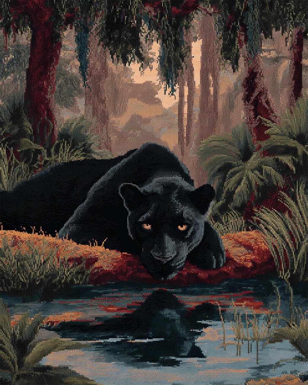 Axiangzik B Diy Stamped Cross Stitch Kits Forests Leopard 11Ct 30X40cm
