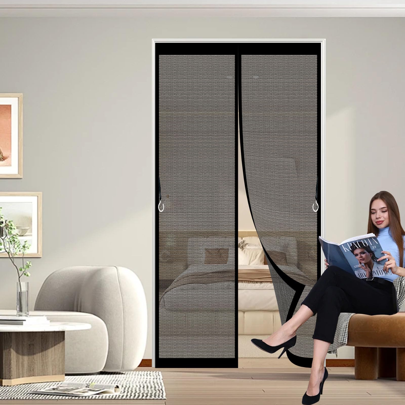 Moustiquaire aimantée porte fenêtre 110 x 231 maille ultra-fine noir