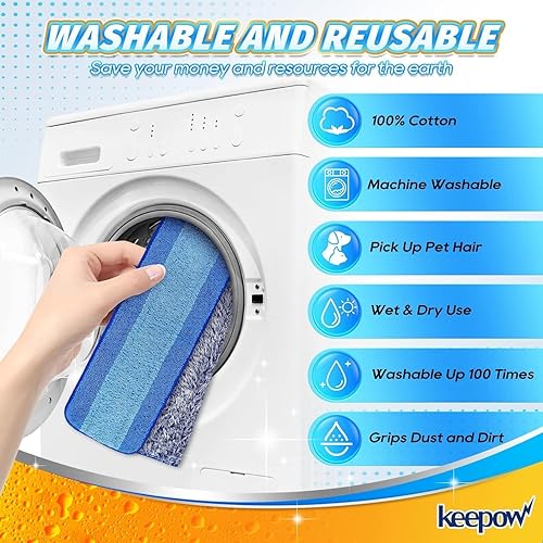 Miniatura 2 de KEEPOW Almohadillas limpiadoras de suelos de superficie dura para Bona, almohadilla de limpieza de microfibra y almohadillas de polvo para mopa Bona