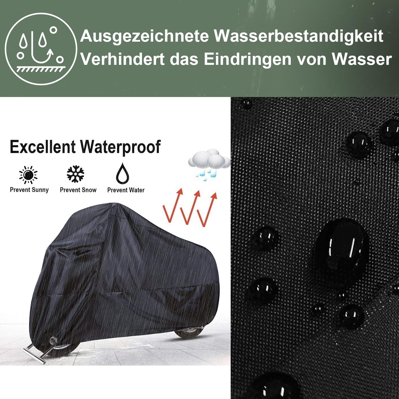 Swetfela 610D Housse Moto XXL en Tissus Oxford - Exterieur Imperméables et Résistants au Soleil avec Trous de Verrouillage et Sangles de Fixation - 245 * 105 * 125 cm Noir
