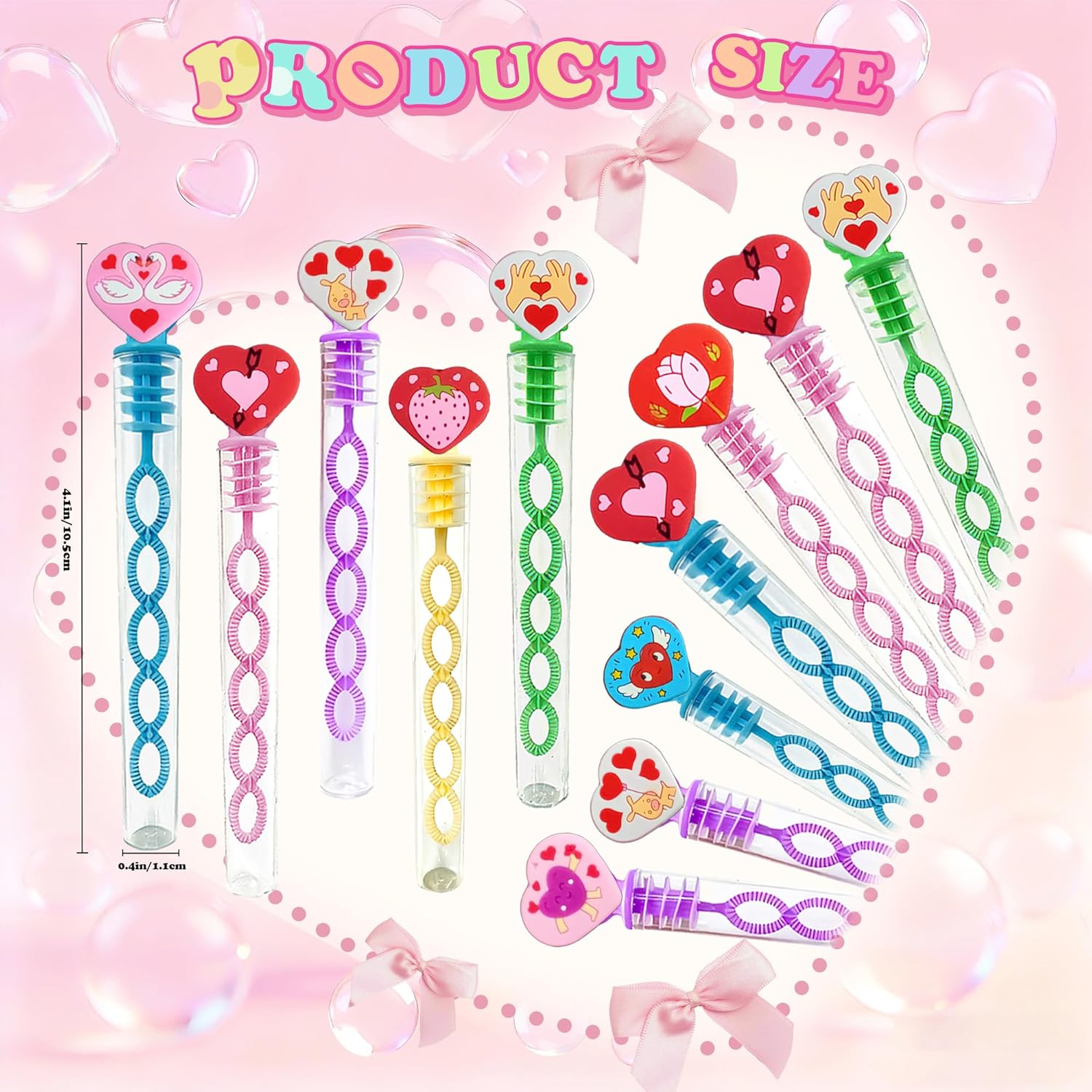 （24 Packs Love ） Bulk mini Heart Shape Bubble Wands,Wedding Wands,for Kids Toys,Valentine's Day Gifts,Valentine Party Favors,Holiday Classroom Students Bubble Prize