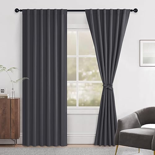 Miniatura 98 de Hiasan Cortinas opacas blancas extra anchas para dormitorio, cortinas opacas térmicas extra anchas de 72 pulgadas de largo, con pestaña trasera,