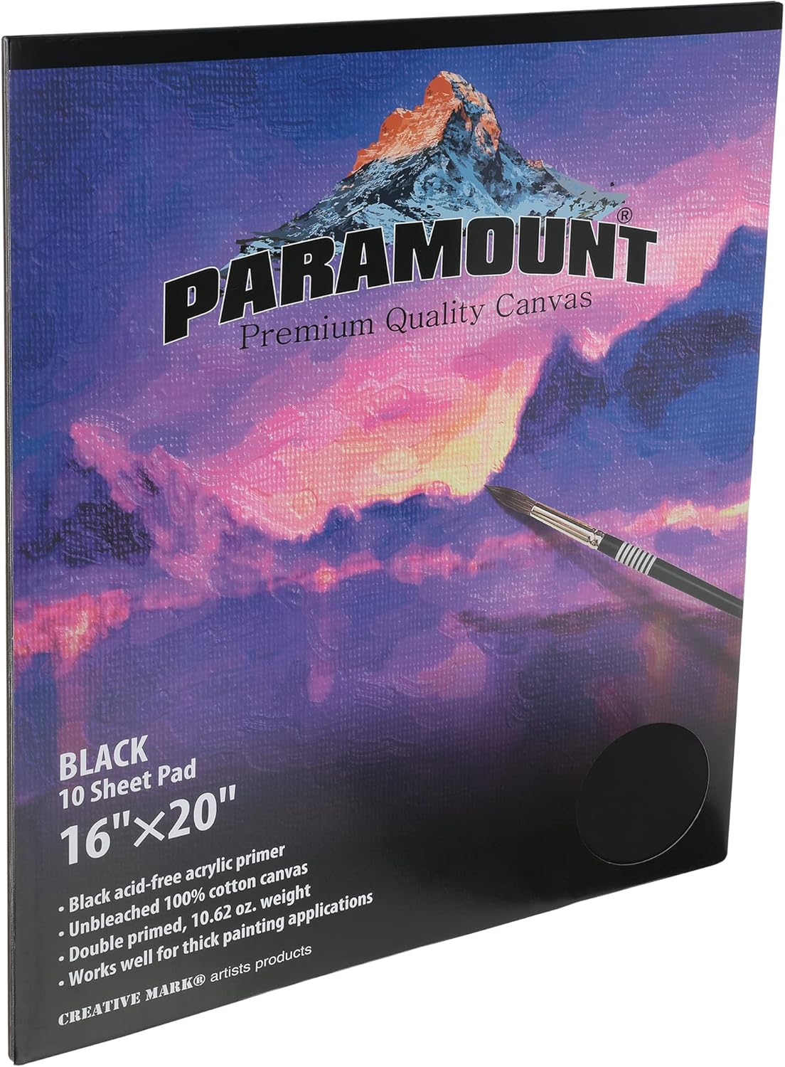 Paramount Universal Primed Premium Cotton Canvas Pads - Black - 16"x20" - 1 Pack - 10 Sheets - Universal Double Primed Cotton Canvas Pads for Drawing, Painting, Travel, & More