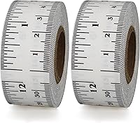 Vista 7 de ChromaLabel Cinta métrica adhesiva de 12 pulgadas, cinta métrica plana para carpintería, oficina y regla escolar, cinta métrica blanca