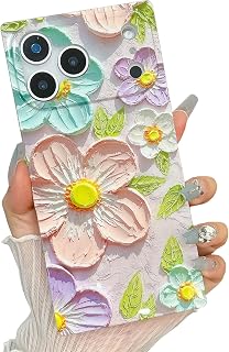 BANAILOA Compatible with iPhone 17 Pro Max Case Rectangle Edge,Luxury Cute Oil Painting Flowers Case for Women Girls Soft Slim Protective Cover Desinged for 17 Pro Max-6.9 inch (Apricot)