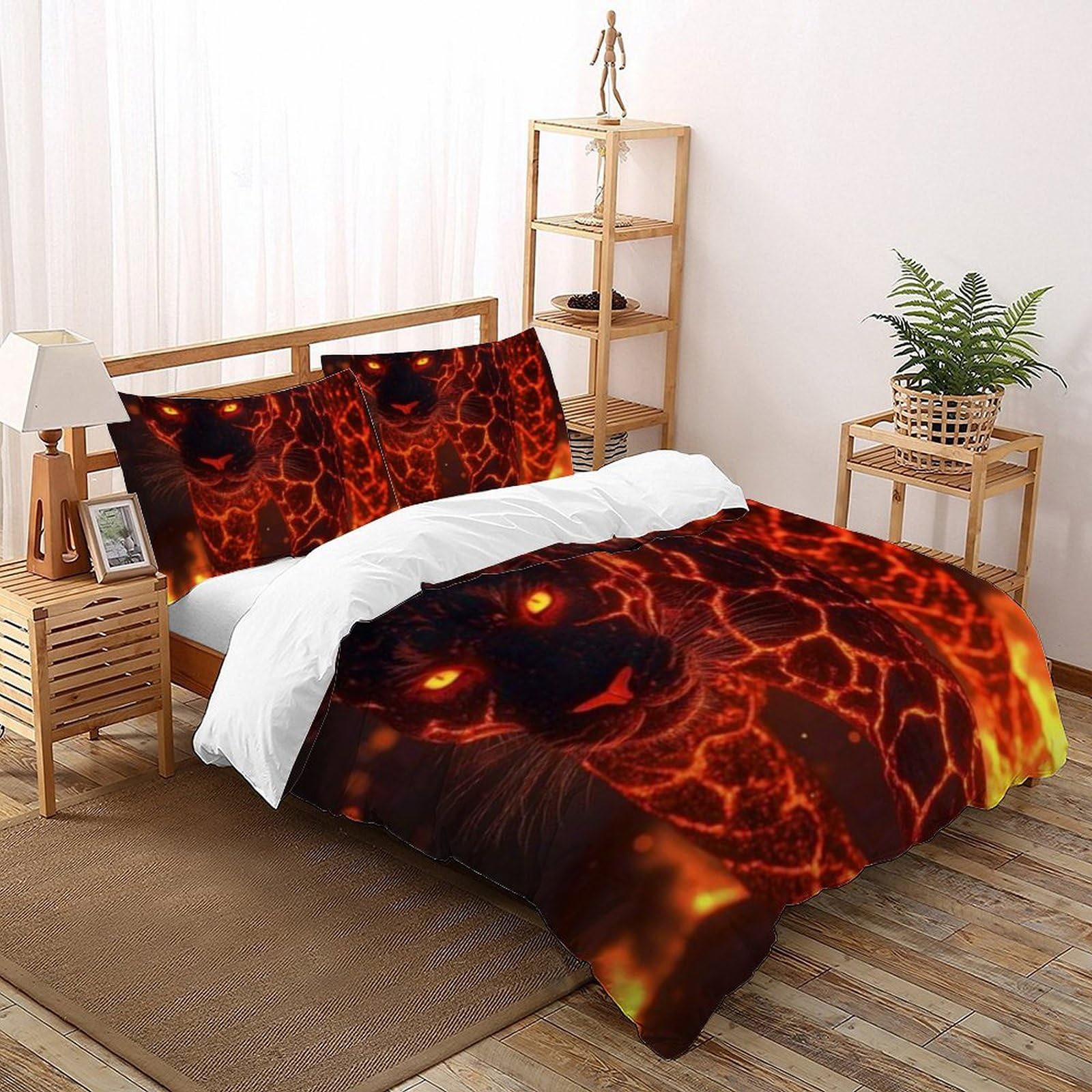 Housse de couette animaux léopard king size 220x240 microfibre zippée
