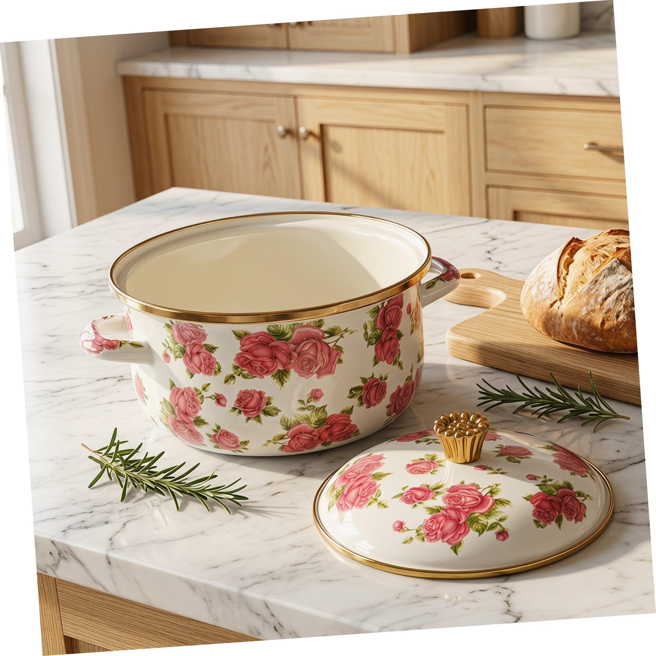 Marmite à Mijoter en Émail 4, 5 L avec Couvercle pour Induction | Double Poignées, Fond Épaissi et Intérieur Émaillé, Usage la Cuisine Maison, Compatible Plaques Électriques