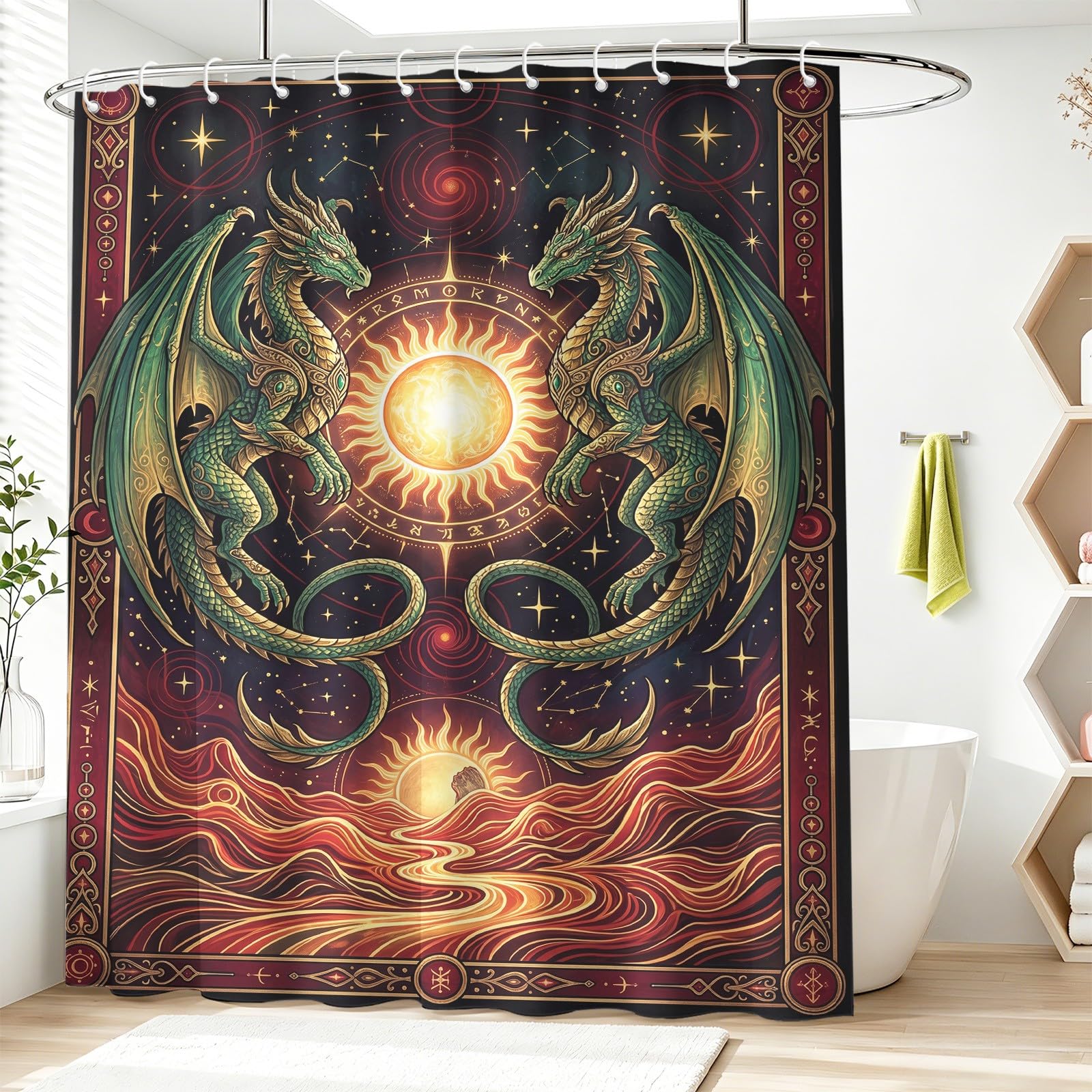 Generisch Drache - Tenda da doccia, 200 x 200 cm, colore: marrone