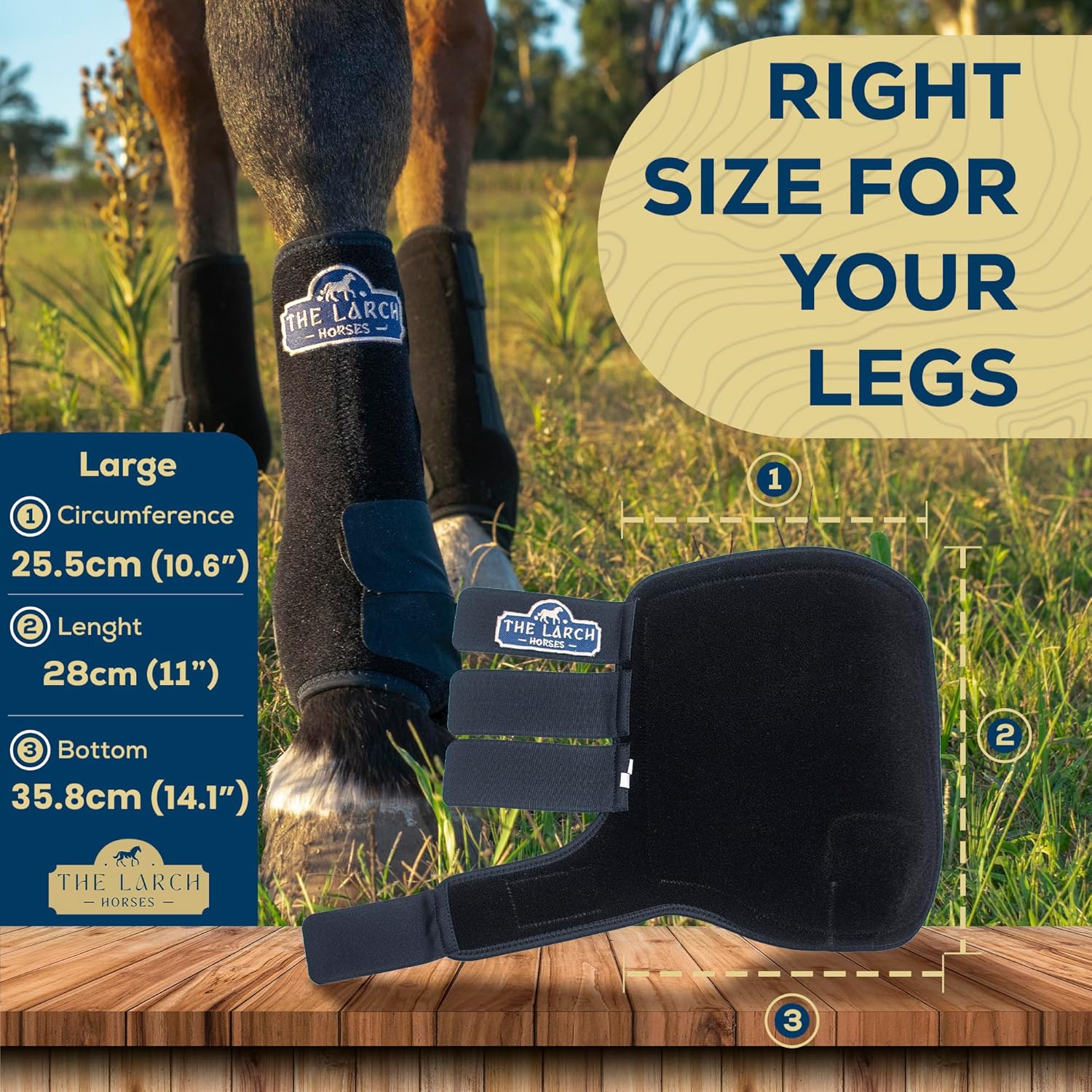 The Larch Horse Boots | Horse Sport Boots | Neoprene Horse Leg Protector Boots | Horse Boots & Wraps | Horse Splint Boots | Boots for Horses | Size(Medium) Circumference:10", Length:11", Bottom:13.4"