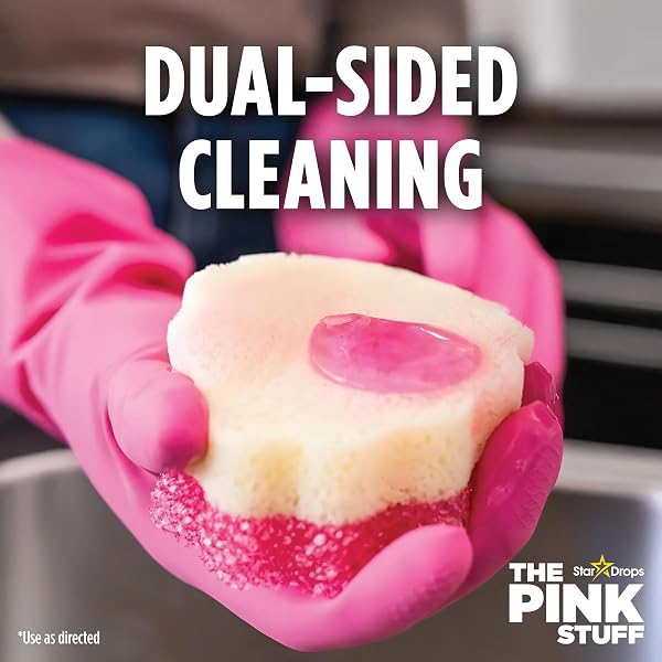 The Pink Stuff SQeeZY Dual Sided Scrubber Sponge - Scratch Free Solution for Ultimate Home Cleaning, Kitchens, Bathrooms, Oven, Outdoor use and more - 4