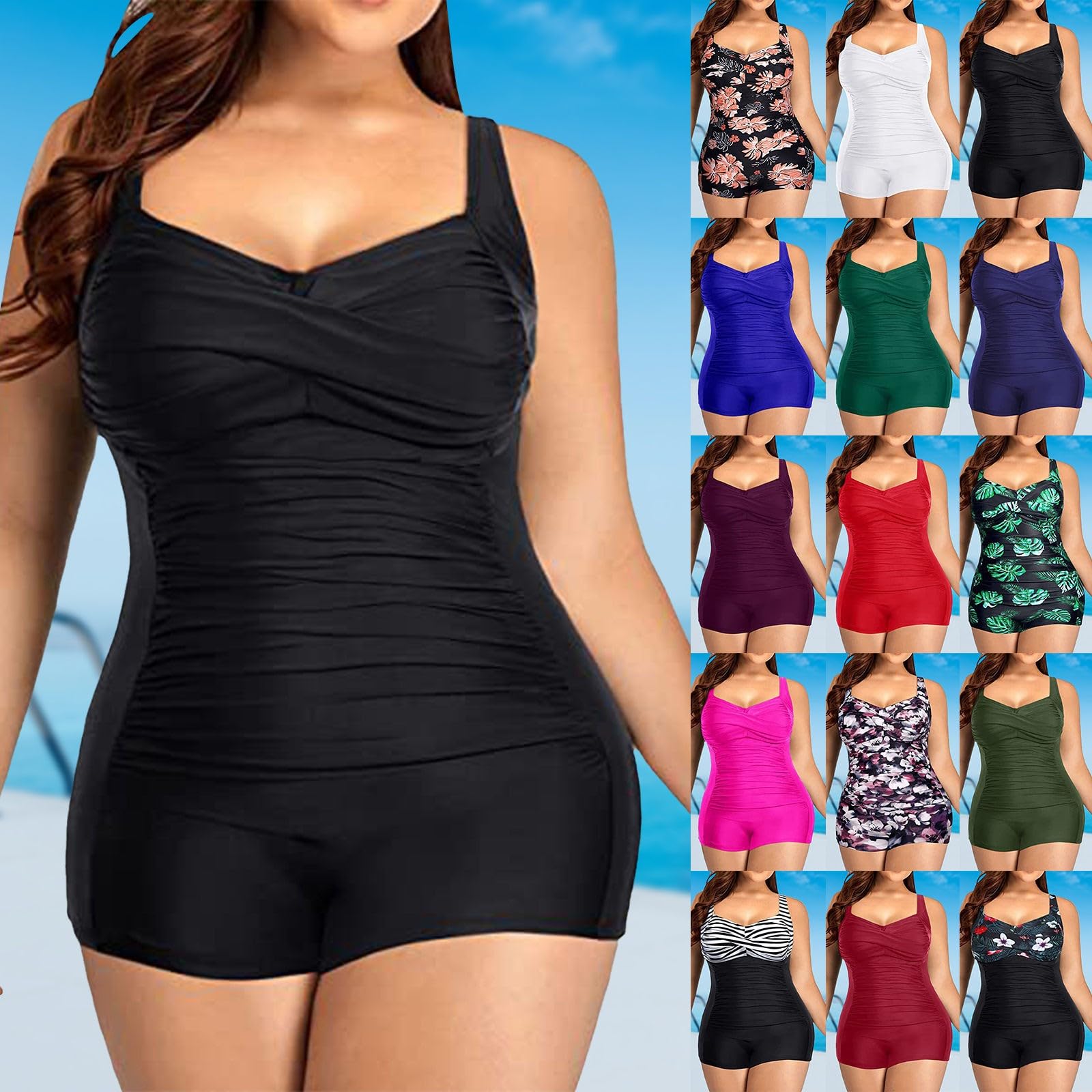Bañadores Mujer Talla Grande Natación Bañadores Piscina Reductores Una Pieza Control De Abdomen Traje De Baño Reductor Barriga Cintura Alta Sexy Bañador Vientre Plano con Relleno Ropa De Baño Baratos