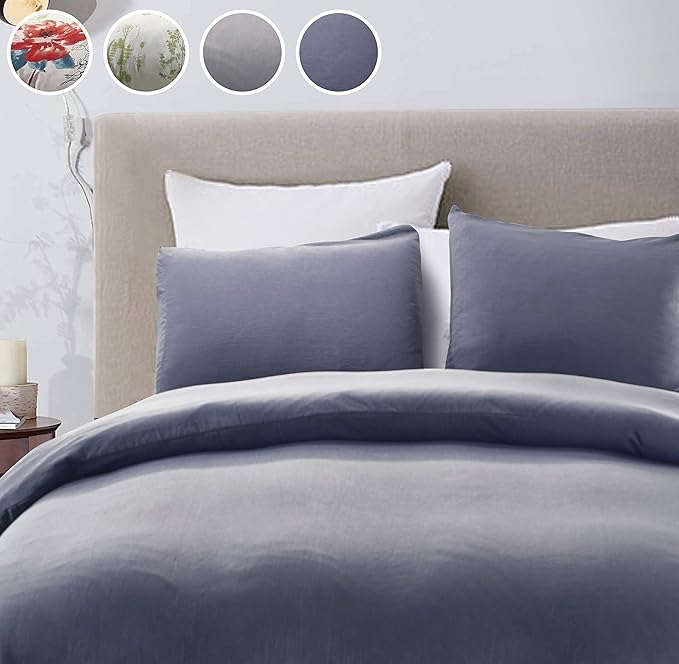 LOKATSE HOME Duvet Cover Set with 2 Pillowcase Soft and Comfortable - Machine Washable (Queen/Dark Gray)
