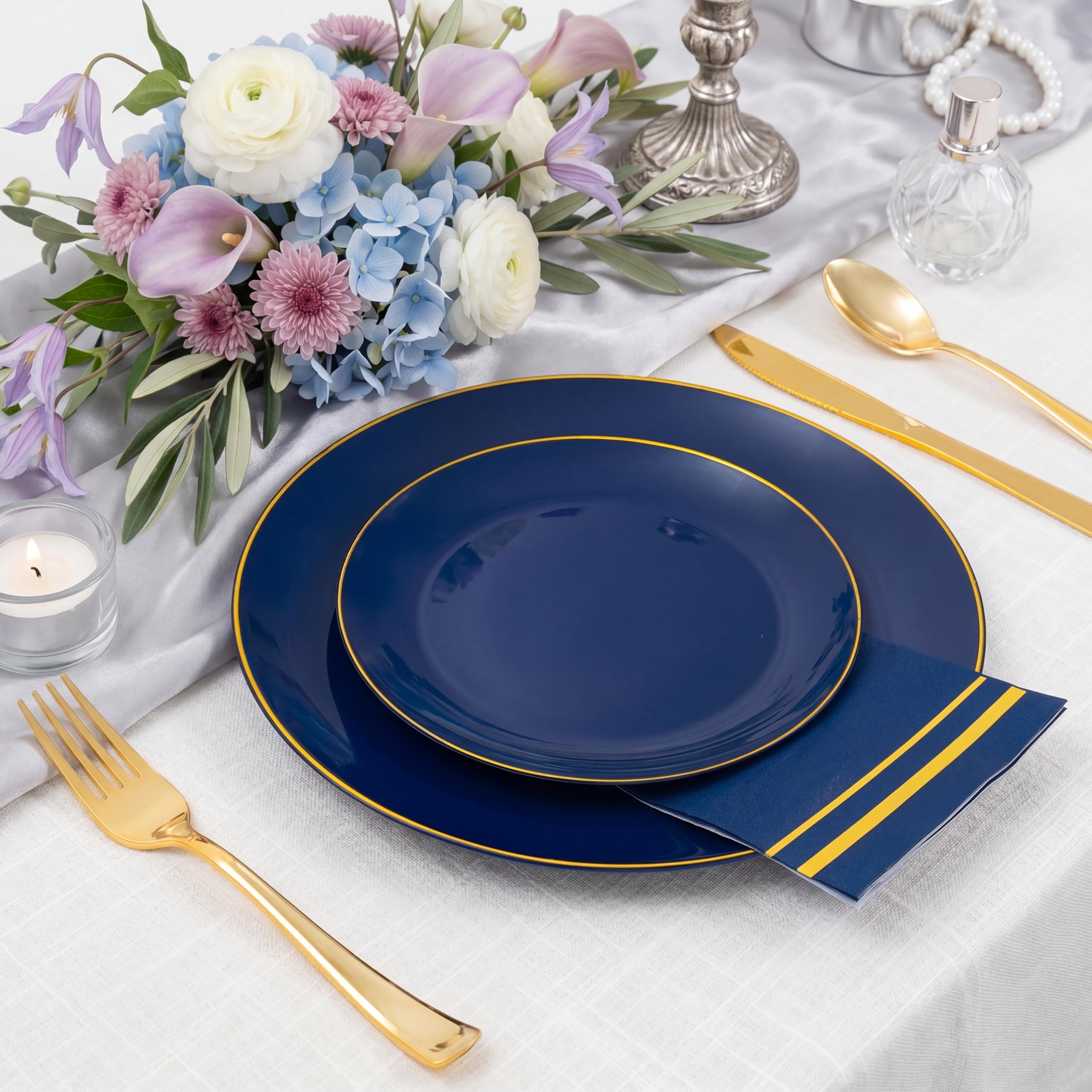 Blue Plastic Plates - 350 Piece Party Set -3