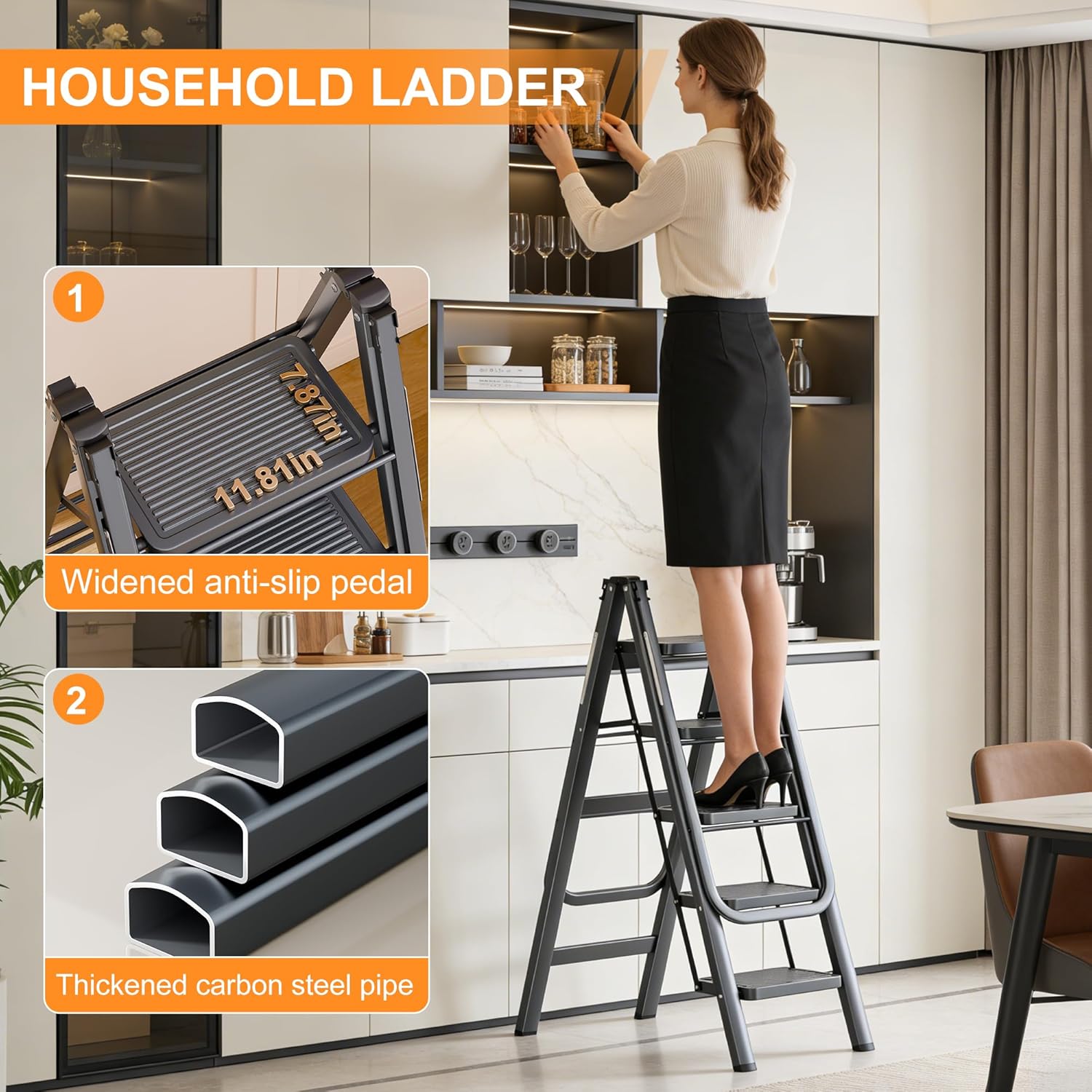 Standing Clothes Drying Rack, 5 Step Folding Ladder, 3-in-1 Collapsible Laundry Hanger Rack with Shoe Rack, Adjustable Angle for Living Room Bedroom Bathroom Home Decor