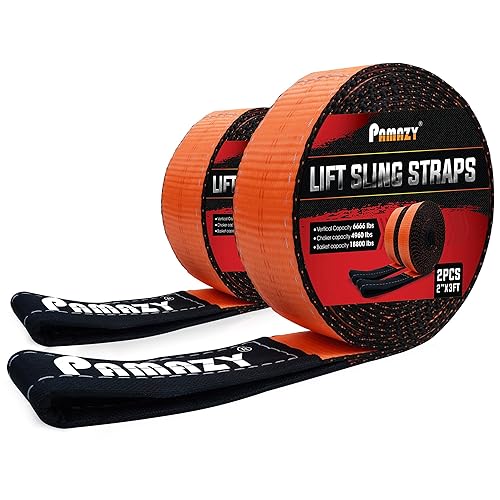 Paquete de 2 correas de elevación resistentes de 2 x 3 pies, capacidad de 18800 libras, correa de nailon resistente para elevación, correas de