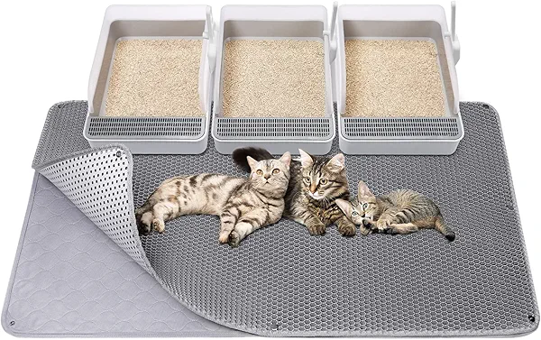 Fostanfly Cat Litter Mat - Extra Large XL 45"x 27" Cat Litter Trapping Mat, Machine Washable Double Layer Design, Urine & Waterproof for Kitty- Easy Clean for Floor