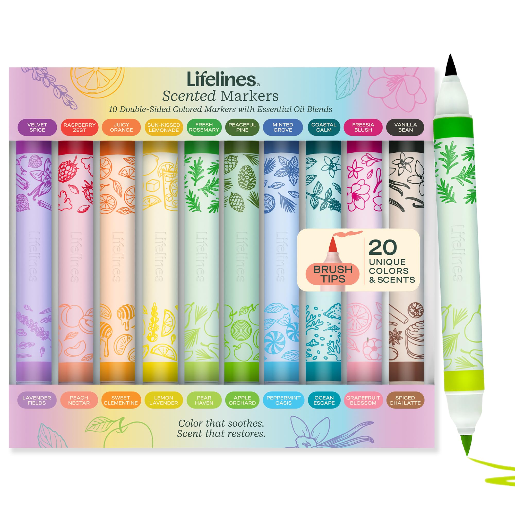 Amazon.com: Lifelines Scented Colored Markers, 10 Double-Sided