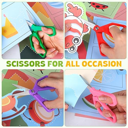 Miniatura 5 de Paquete de 25 tijeras pequeñas de 5 pulgadas con punta puntiaguda para estudiantes, cuchillas de acero inoxidable, agarre cómodo, tijeras de