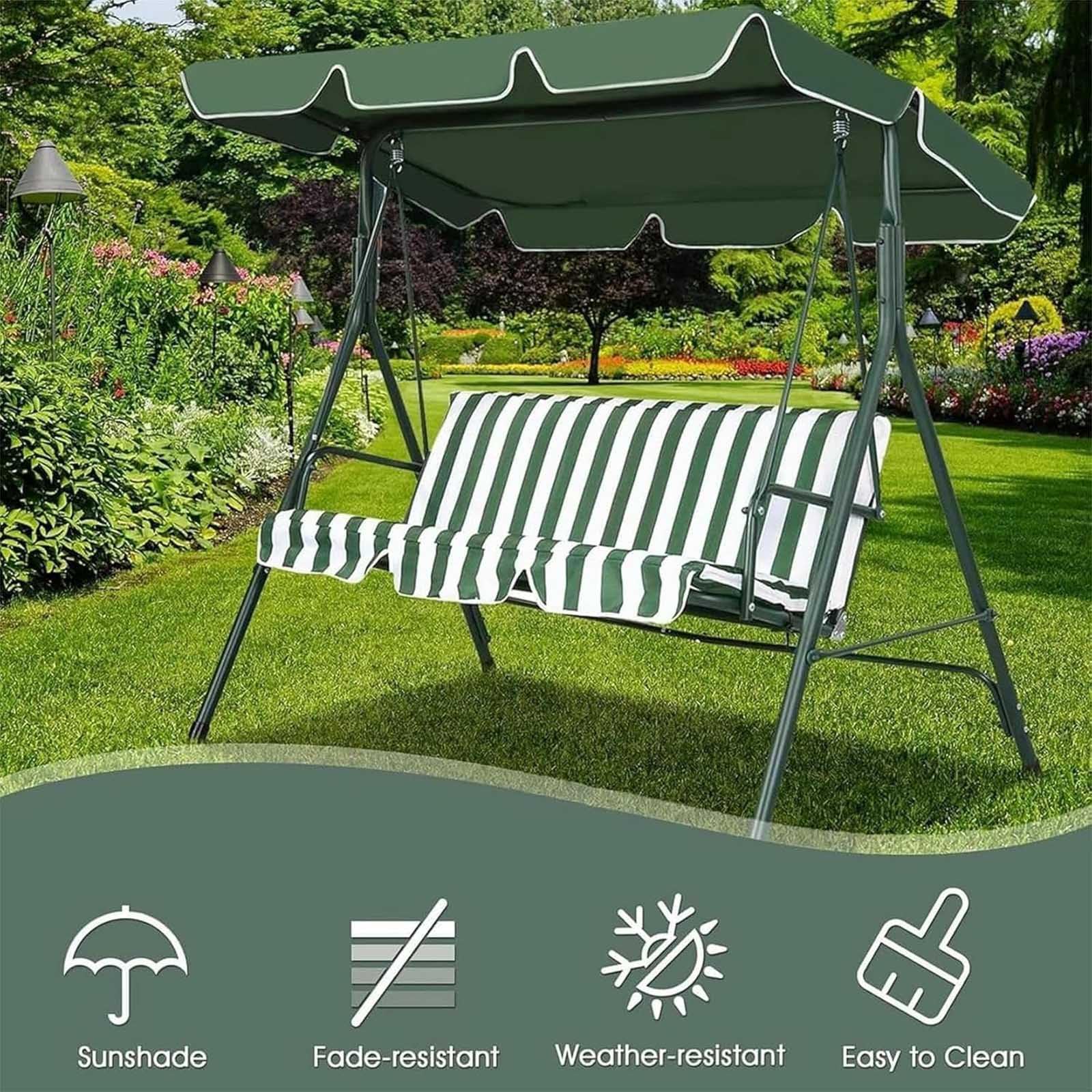 Wodoodporny, odporny na promieniowanie UV pokrowiec na 2-3-osobową huśtawkę na patio, huśtawkę, pokrowiec na hamak ogrodowy, zielony, 190 x 120 x 15 cm, ochrona przed warunkami atmosferycznymi