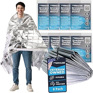 FRONTLINE Emergency Thermal Blankets Large 54" x 84" Mylar Blankets Survival Gear Camping Gear Emergency Space Blanket First Aid for Survival (8)