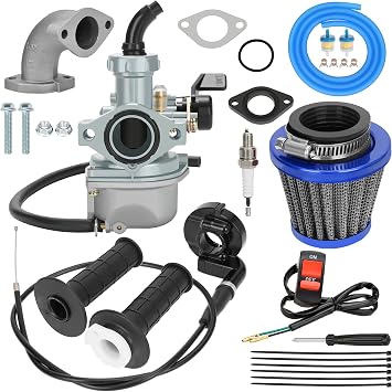YOXUFA PZ22 キャブレター 22mm キャブレター スロットル ケーブル グリップ アセンブリ SSR Coolster Apollo TaoTao DB14 DB24 110cc 125cc RFZ ホーク ピット ダートバイク ATV クワッド 4ストローク チャイナ モータースポーツパーツ | スロットルケーブル 7/8グリップ オン/オフスイッチ RFZ Coolster Coleman TaoTao DB14 DB24 110cc 125cc ピットバイク ATV用 ブライトブルー