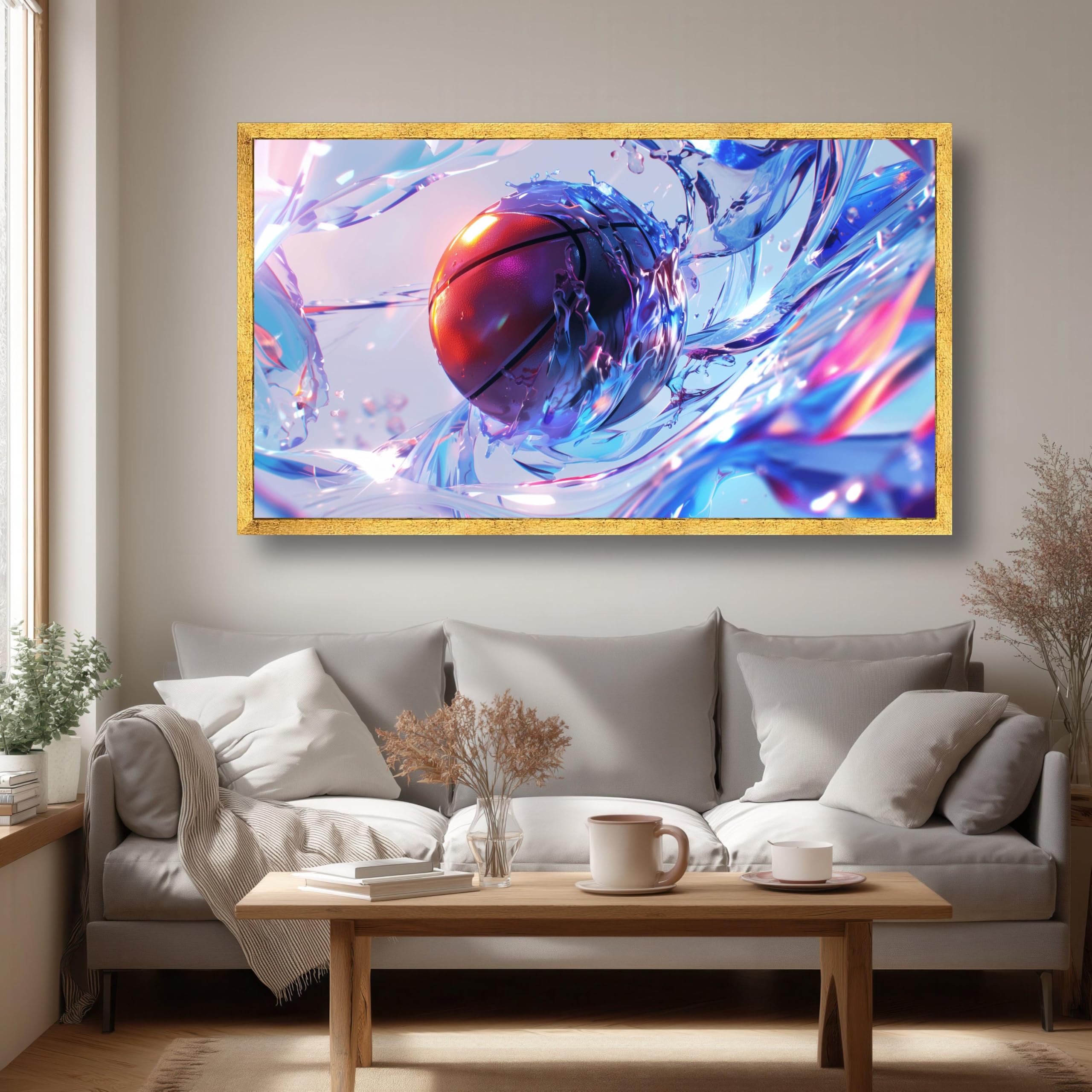 Tableau basketball splash moderne 55x100cm pour salon - 8