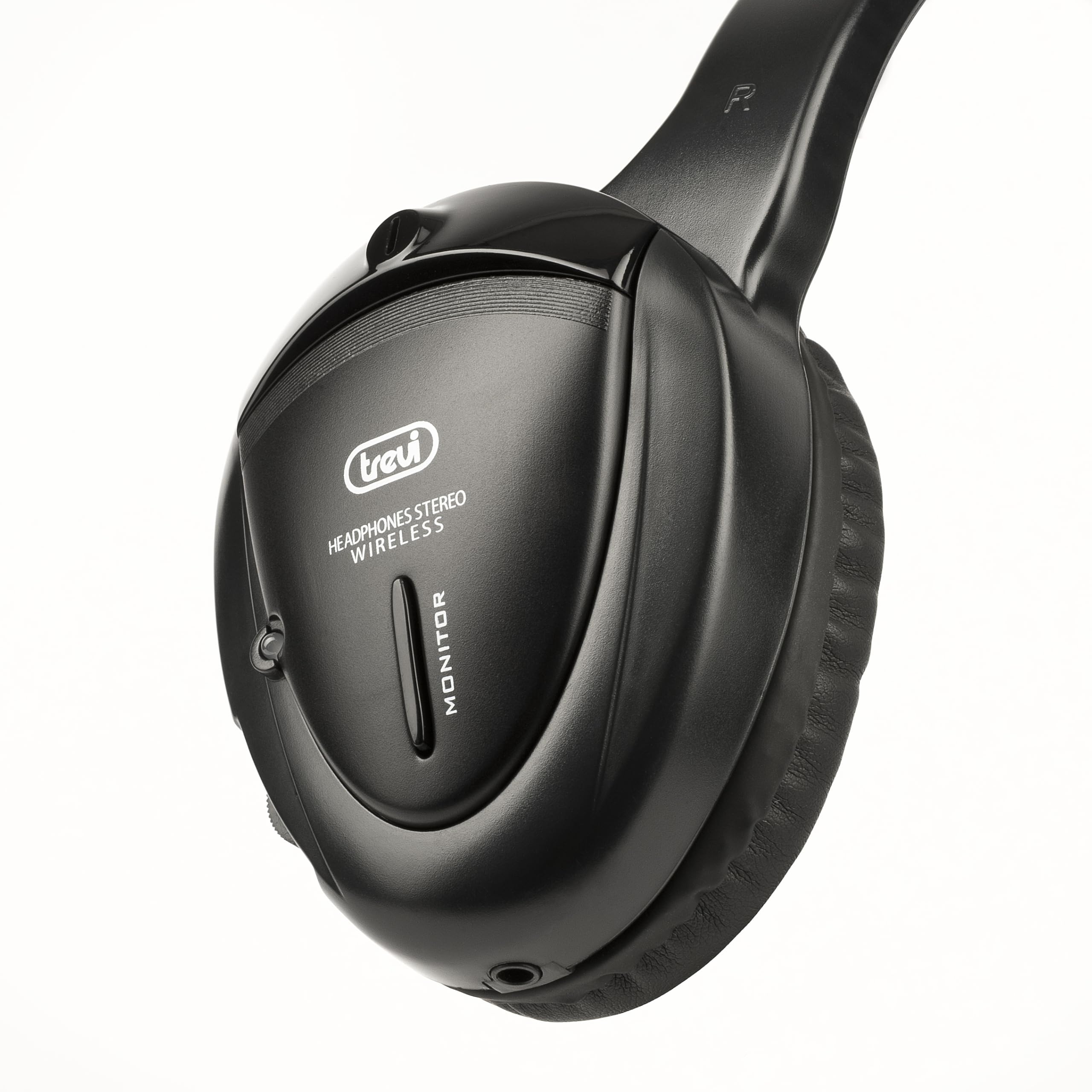 Trevi FRS 1240 Cuffia TV Wireless ad Infrarossi con Trasmissione ad Alta Frequenza, 12m di Portata, Audio Stereo per Televisore, Hi-Fi e MP3, Funzione Monitor e Controllo Volume, Base in Dotazione