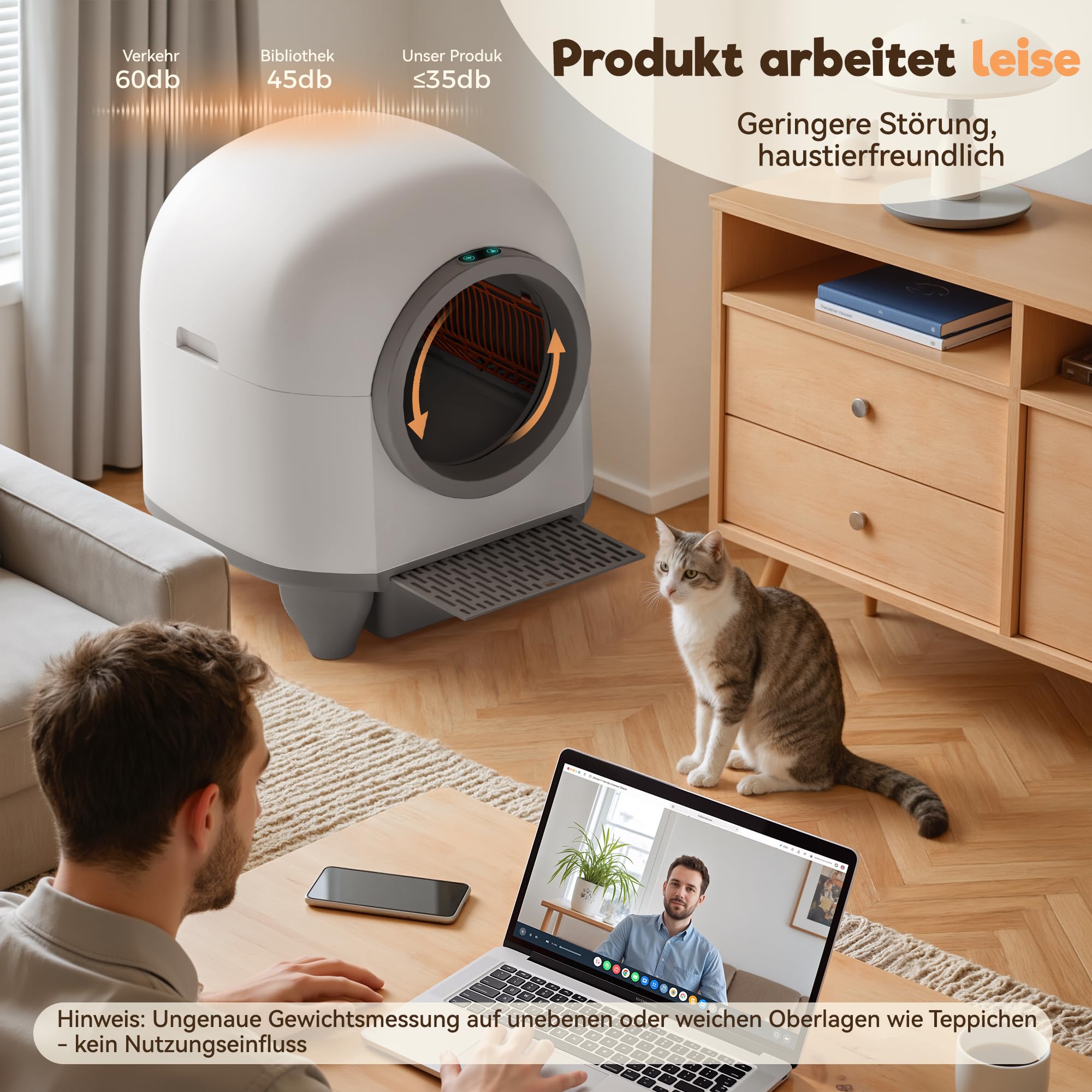 JUMMICO Selbstreinigende Katzentoilette, 90 Liter,XXL katzenklo selbstreinigend, APP-gesteuert, Desodoriert, Mit Katzenstreu Matte, Geeignet für mehrere Katzen selbstreinigende katzentoilette