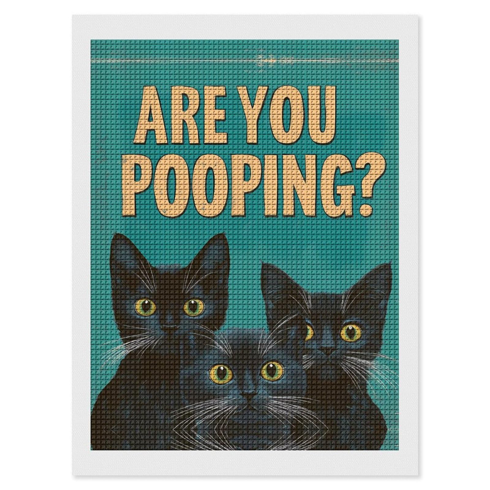 Black Cats are You Pooping Square Diamond Painting Kits 5D DIY Full Drill Rhinestone Arts Wall Decor for Adults 12
