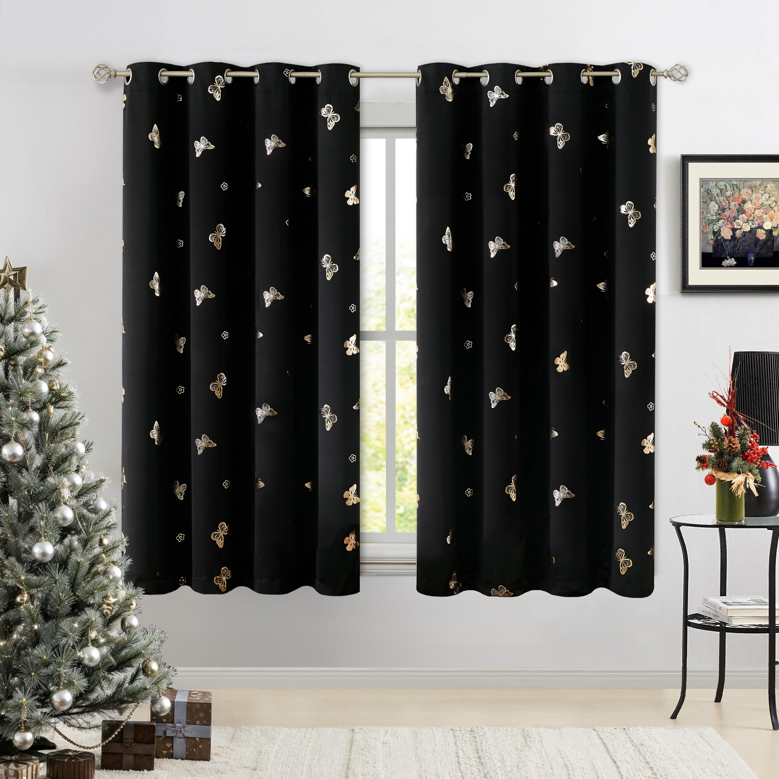 Gold Butterfly Blackout Curtains - FREE SHIPPING -8