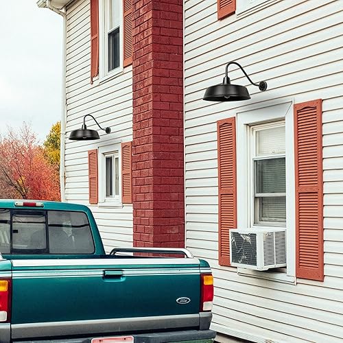 Miniatura 4 de 3 luces de granero de cuello de cisne de 21 pulgadas para exteriores, lámpara de pared exterior de granja para casa, sensor de atardecer a amanecer,