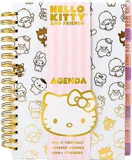 Horizon Group USA Hello Kitty and Friends Agenda, 70 Pages, Hardcover Planner, Kuromi Stickers, Sanrio Stuff, Cute School Supplies, Stationery and Accessories