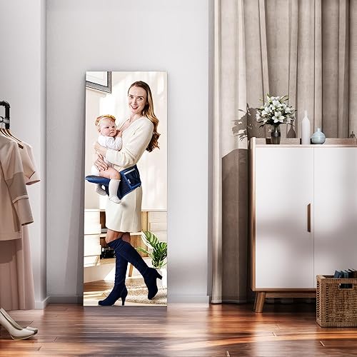 Miniatura 7 de Hasipu Espejo de longitud completa montado en la pared, espejo de puerta de 47 x 16 pulgadas, espejo sobre la puerta, espejo de cuerpo completo,