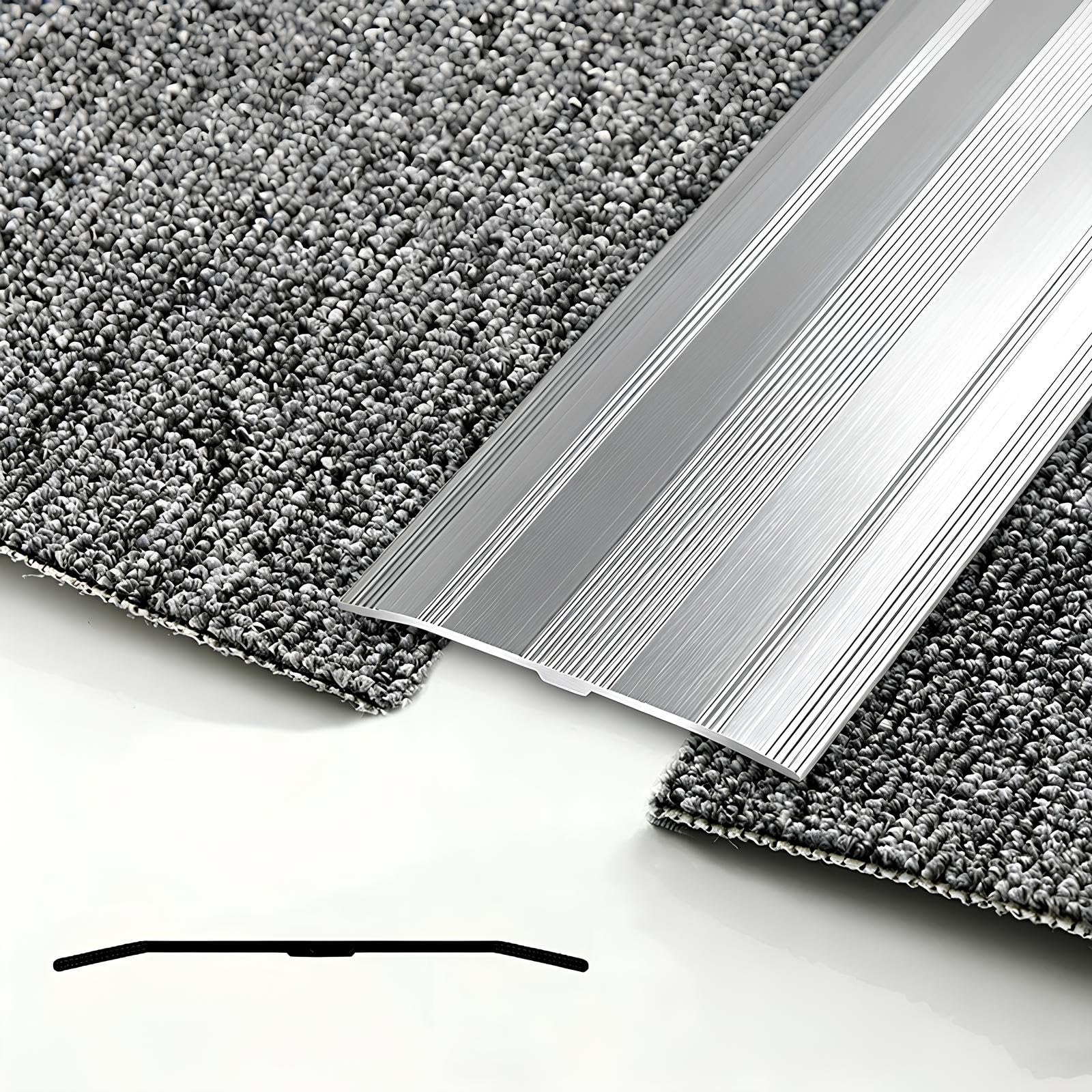 Profilo Di Transizione Pavimento In Alluminio 80-150CM Striscia Di Soglia | Striscia Di Transizione Larghezza 6cm Coprisoglia Per Riempimento Fessure(Silver,6cmx115cm)
