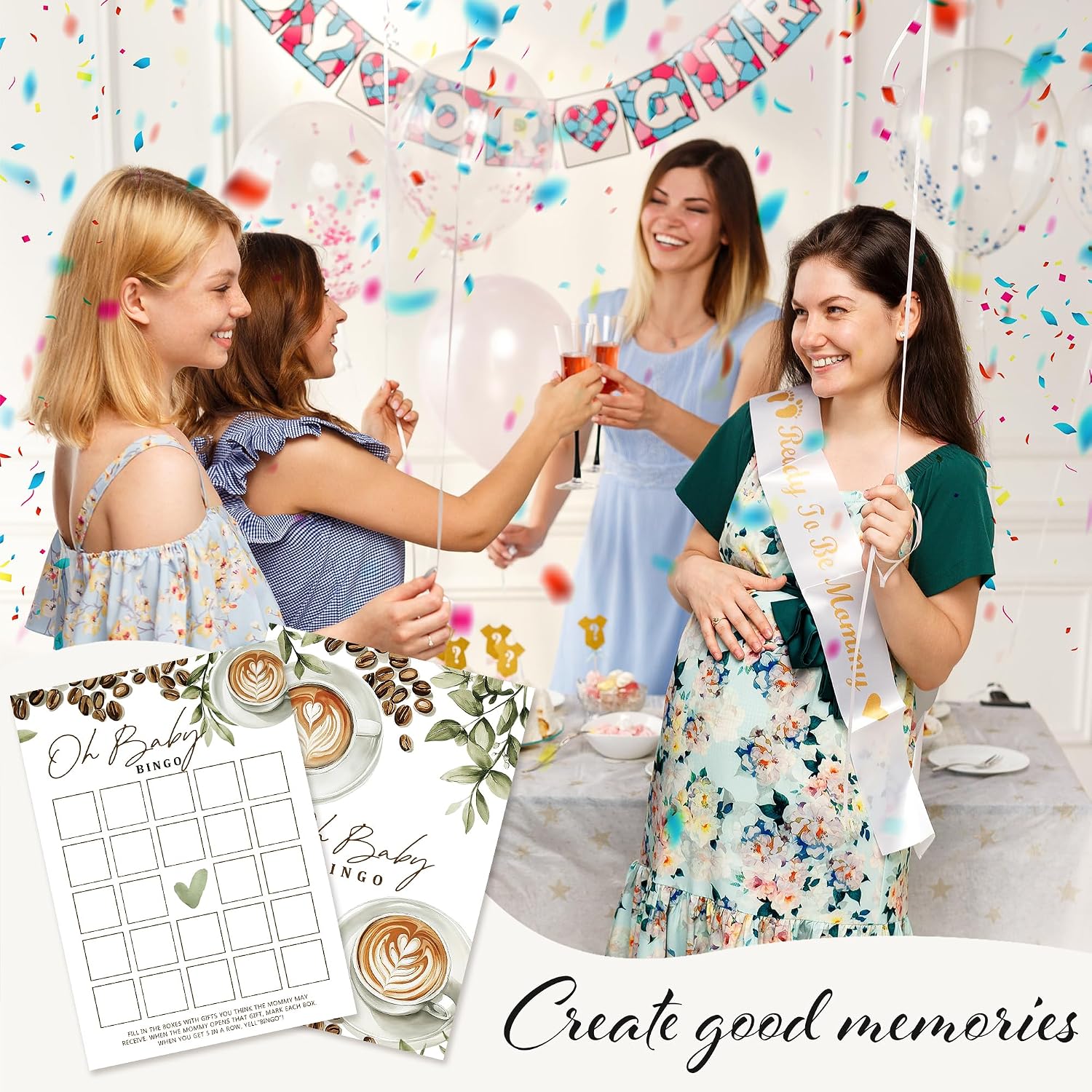 Baby Shower Games for Girl Boy, 25 PCS A Baby is Brewing Bingo Game Cards, Coffee Theme Gender Neutral Party Decorations Supplies-E03